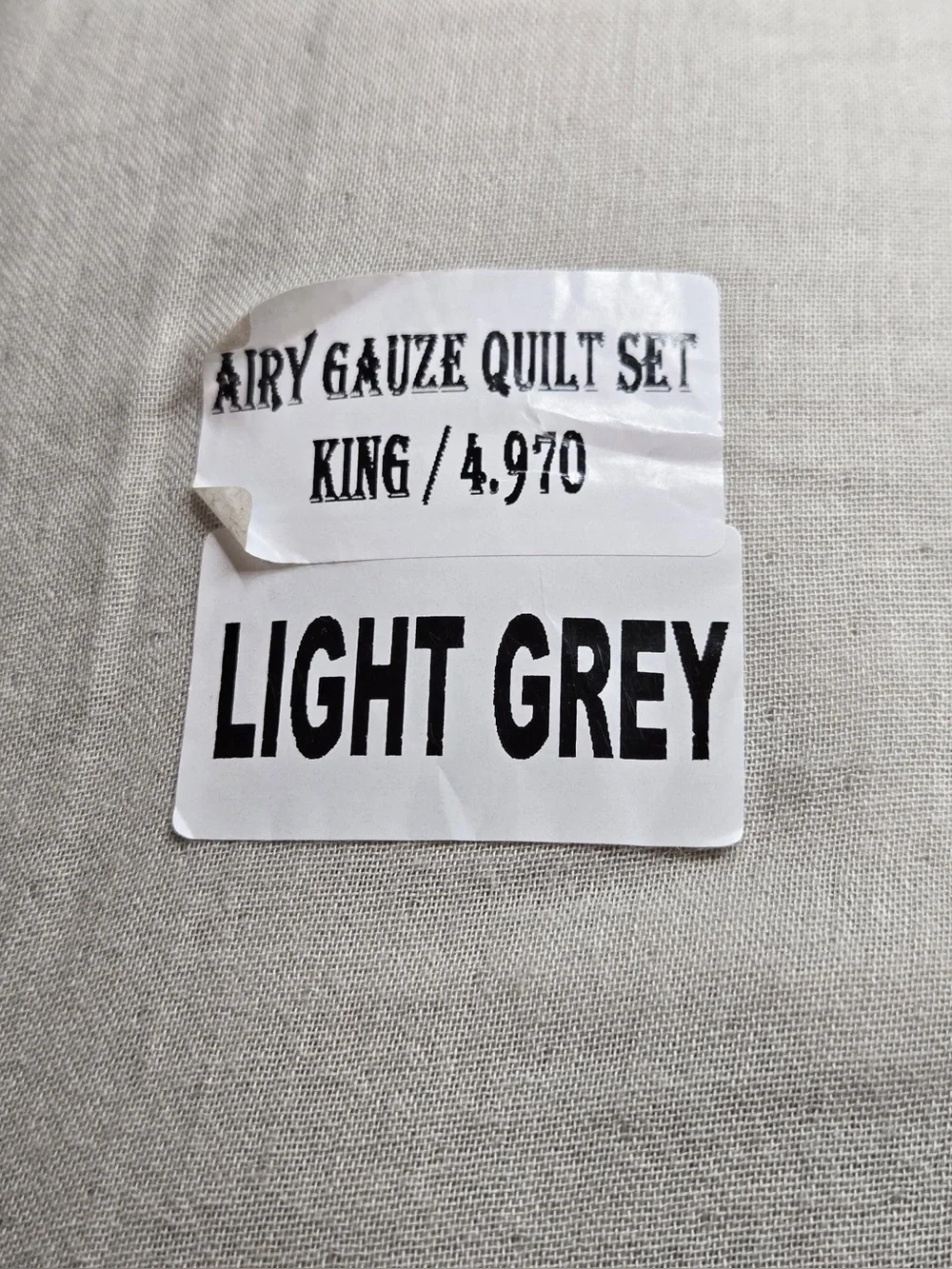 NWT QUINCE Organic Cotton Gauze Box Quilt Set King/Cal King Light Grey 0473